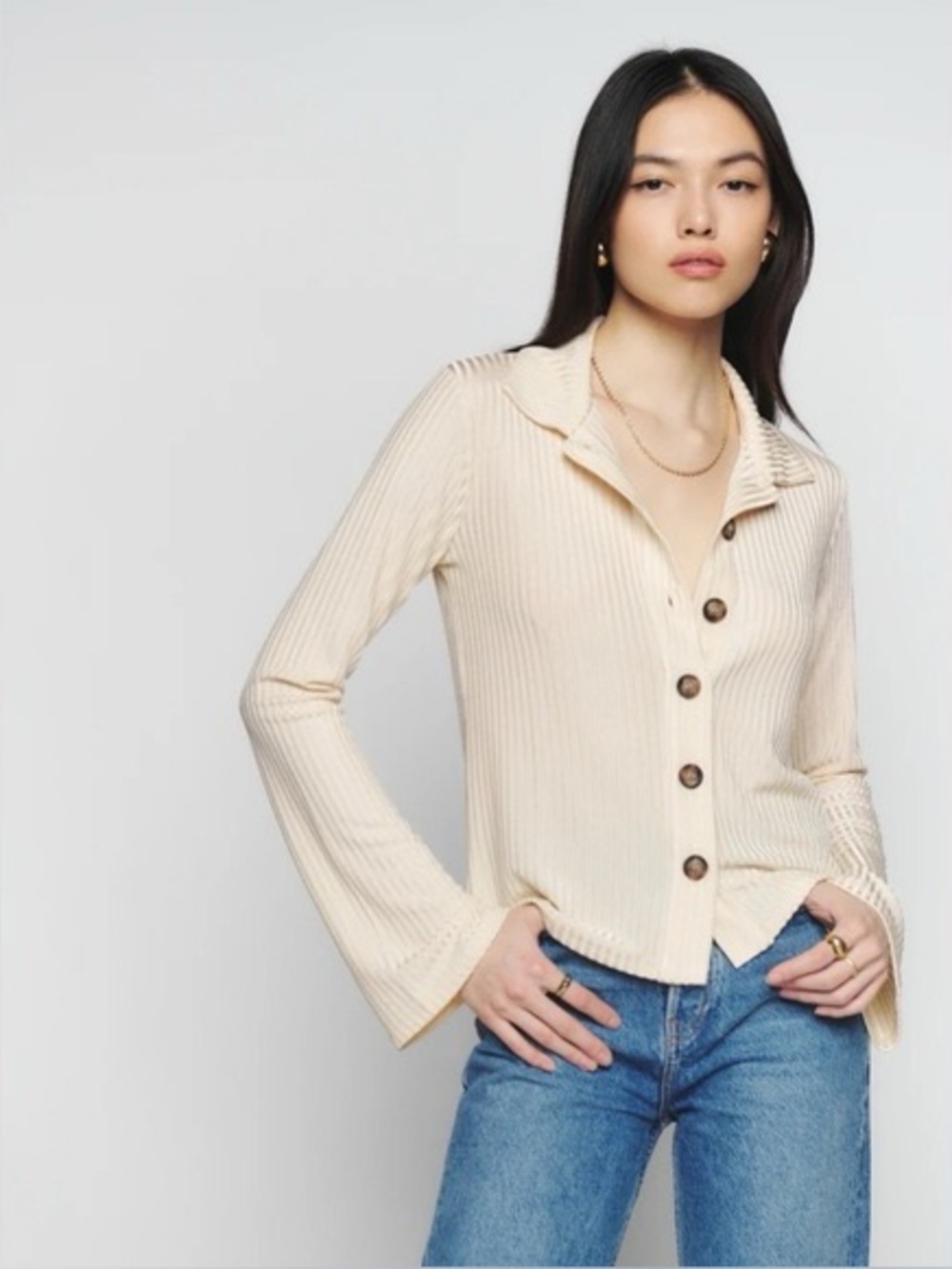 REFORMATION ESMERY KNIT TOP LARGE